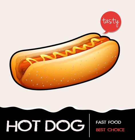 Affiche avec hot-dog à la moutarde vecteur