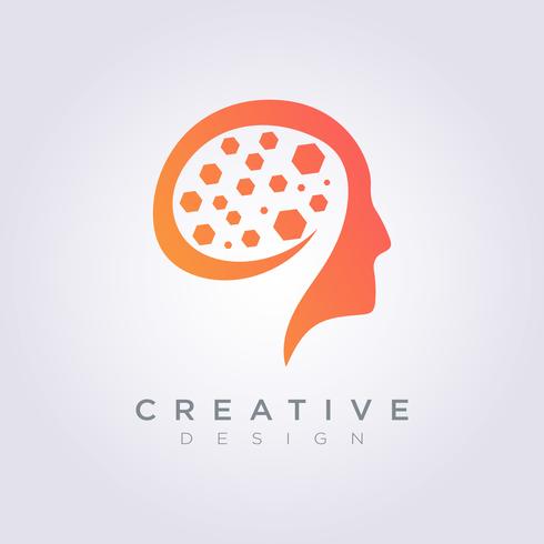 Cerveau numérique données modèle conception société Logo symbole vecteur icône
