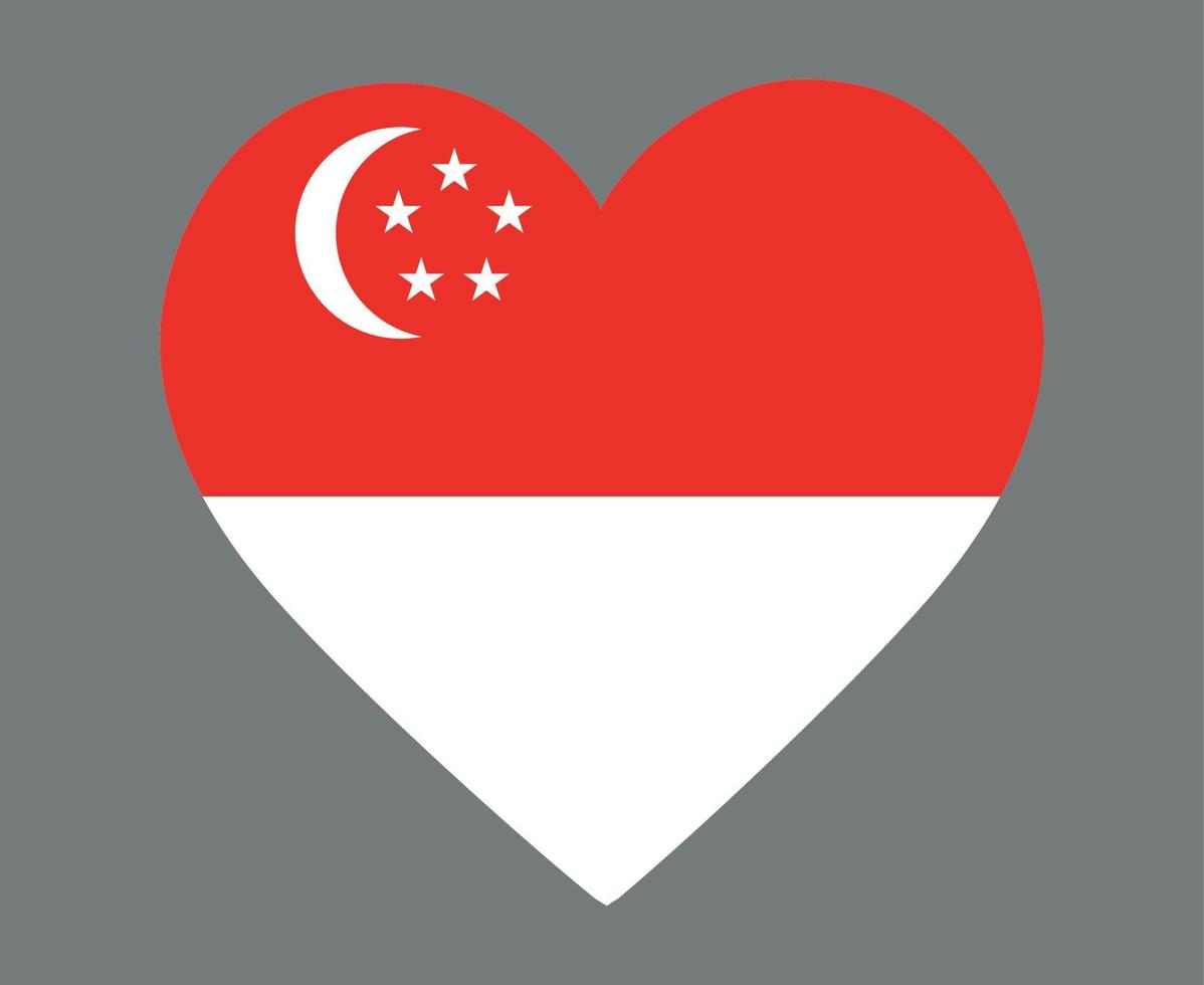 drapeau de singapour emblème national de l'asie coeur icône illustration vectorielle élément de conception abstraite vecteur
