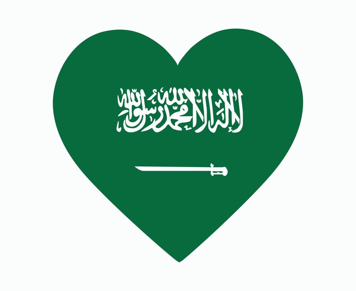 drapeau de l'arabie saoudite emblème national de l'asie coeur icône illustration vectorielle élément de conception abstraite vecteur
