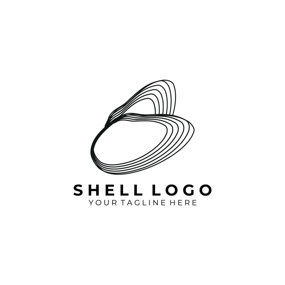 coquille logo icône illustration vecteur conception signe boutique océan isolé nature animal fruits de mer restaurant
