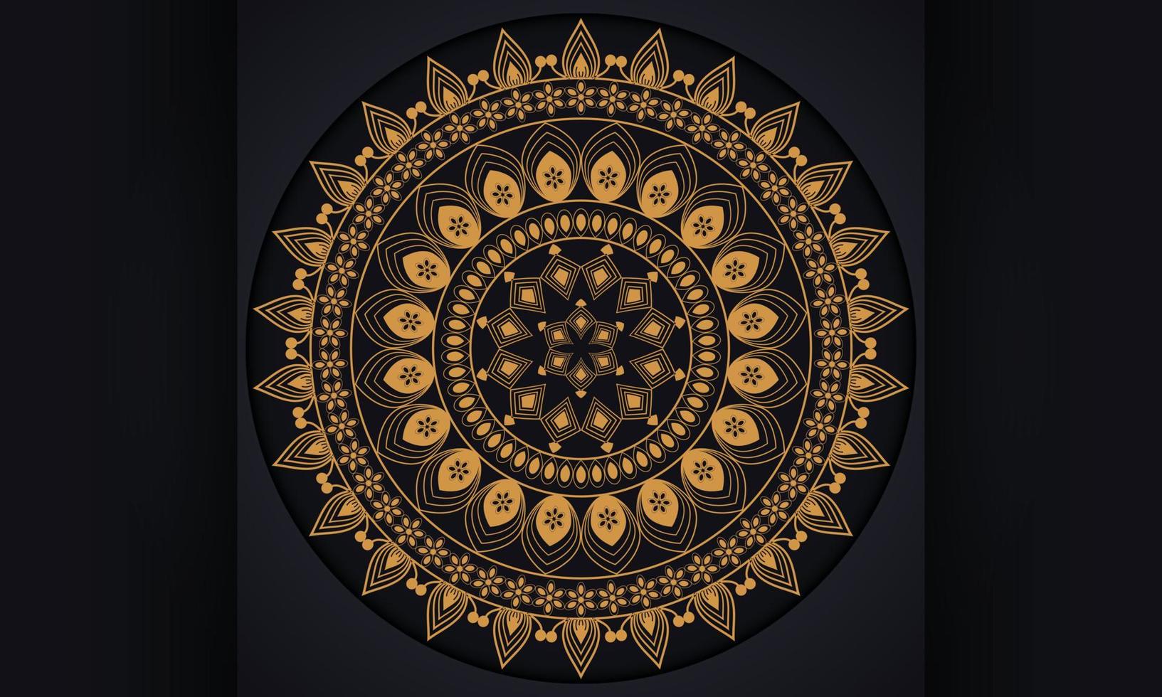 motif de mandala, dessin abstrait. orienter le design traditionnel. étiquette dorée avec un ruban. vecteur