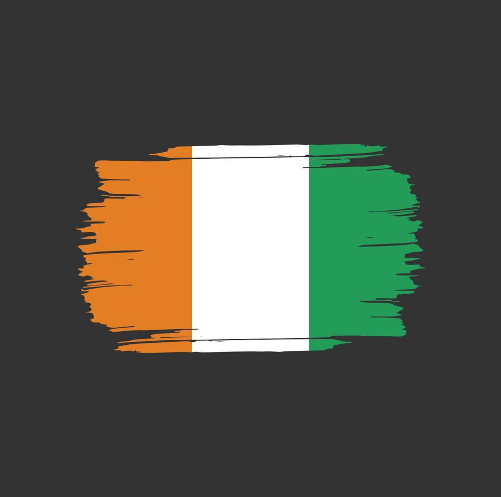 Coups de pinceau du drapeau de la Côte d'Ivoire. drapeau national du pays vecteur