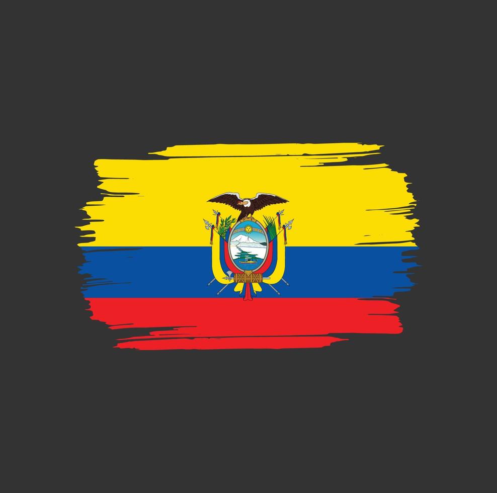 coups de pinceau du drapeau de l'equateur. drapeau national du pays vecteur