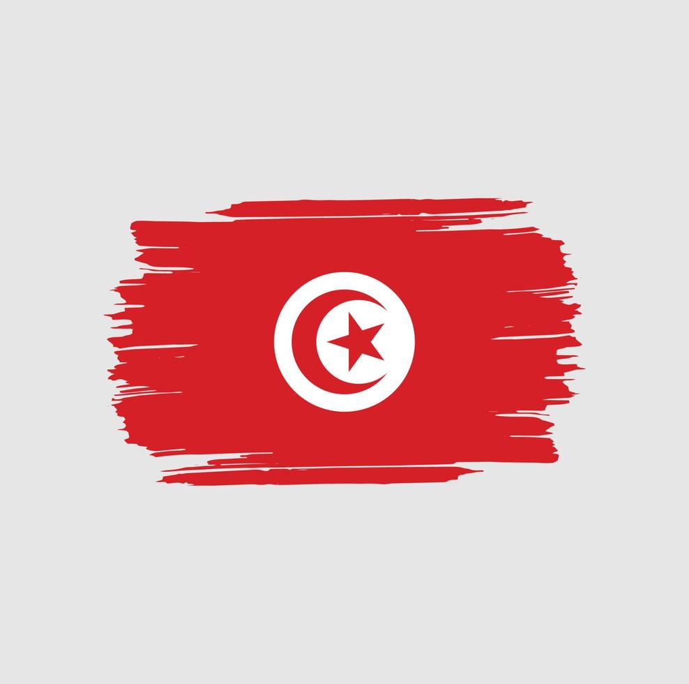 coups de pinceau du drapeau tunisien. drapeau national du pays vecteur