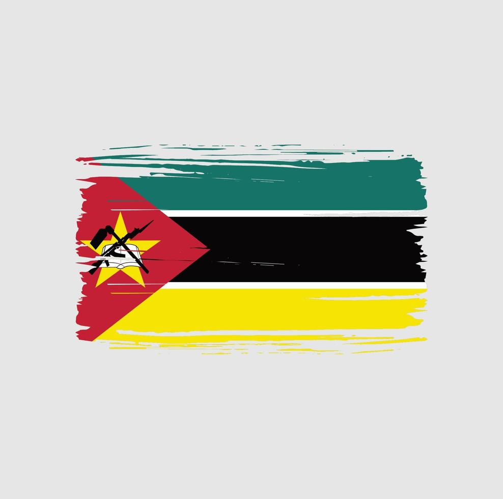 coup de pinceau du drapeau mozambicain. drapeau national vecteur