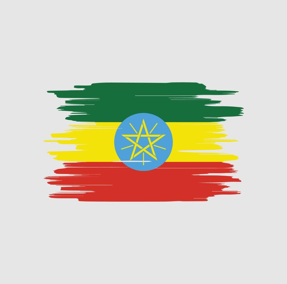 coups de pinceau du drapeau éthiopien vecteur