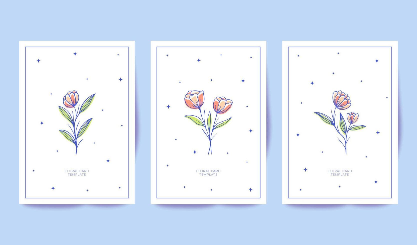 belle collection de cartes florales minimalistes dessinées à la main vecteur