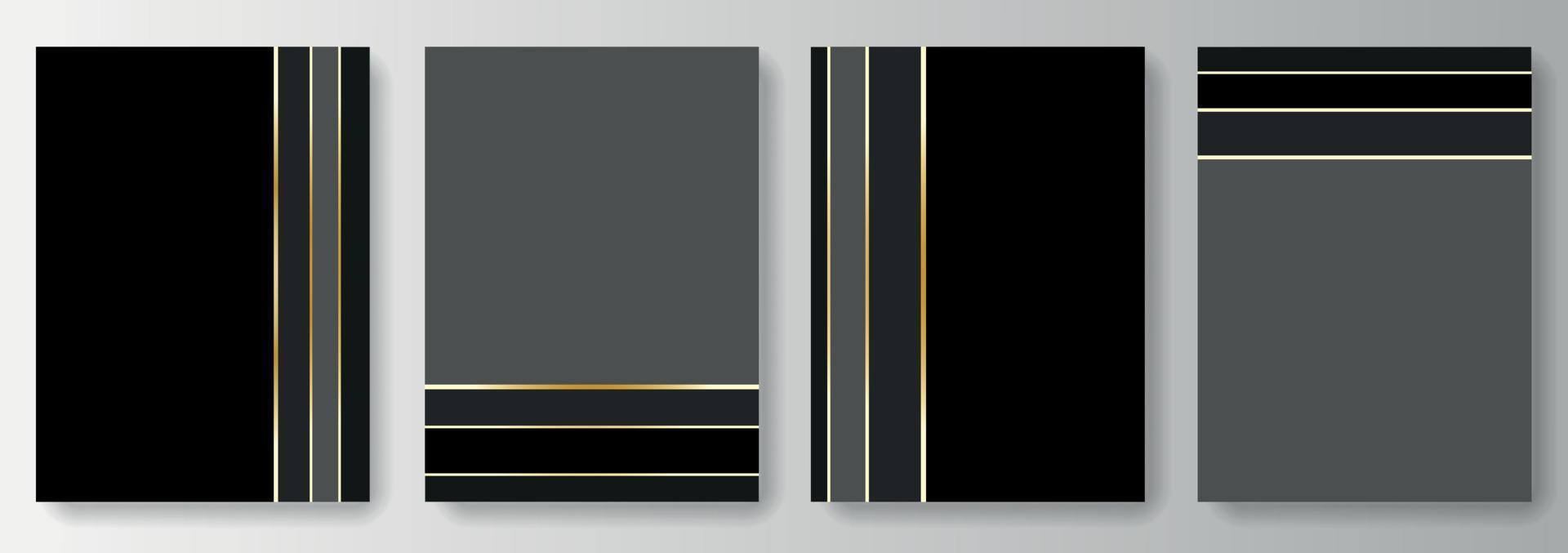 définir la collection d'arrière-plans noirs et gris avec des lignes dorées vecteur