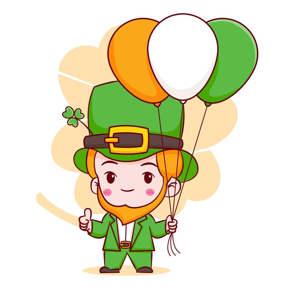 illustration de dessin animé du personnage chibi lutin mignon. bonne saint patrick vecteur