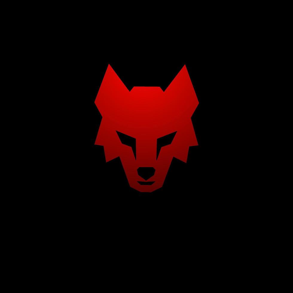 modèle logo design tête visage loup couleur rouge et fond noir vecteur