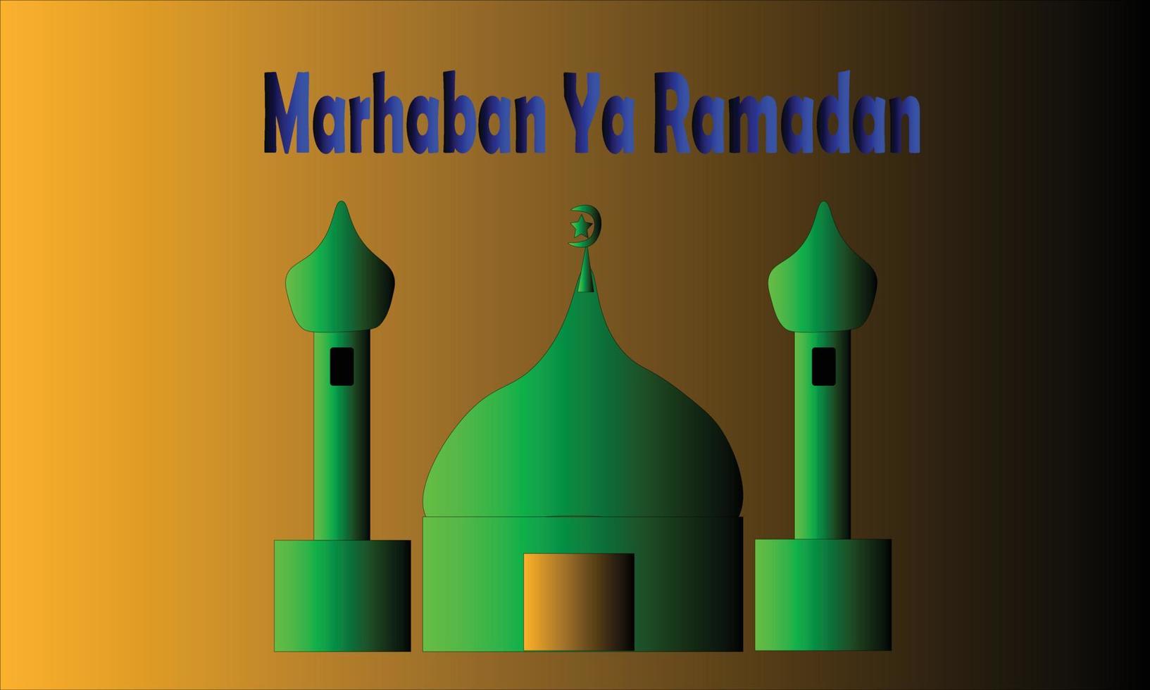 fond orangé. le thème se lit marhaban ya ramadhan. vecteur