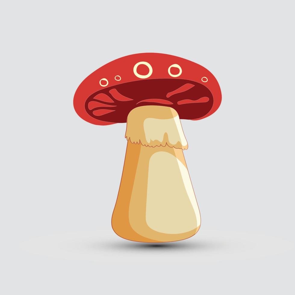 champignon rouge en personnage de dessin animé de couleur vecteur