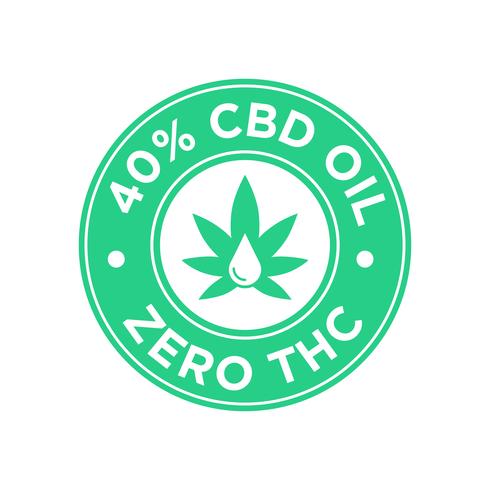 Icône 40% d&#39;huile de CBD. Zéro THC. vecteur