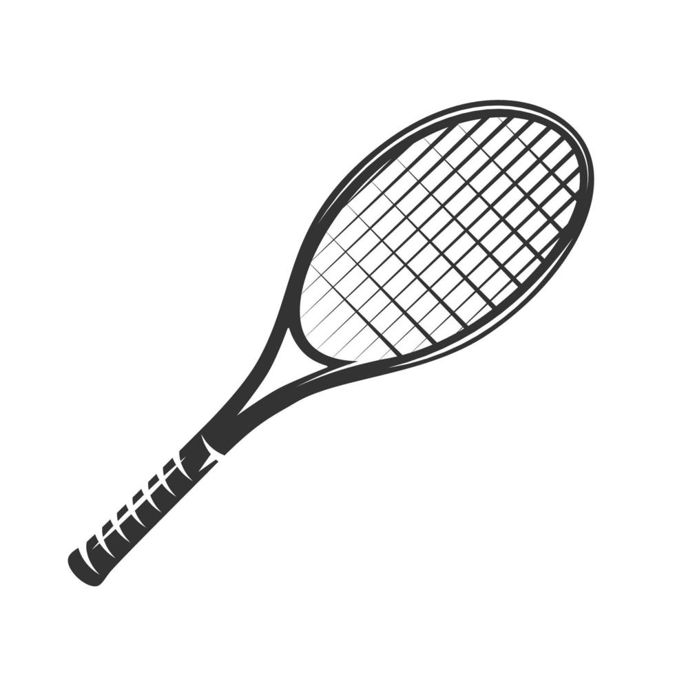 Raquette de tennis sur gazon isolé sur fond blanc vecteur