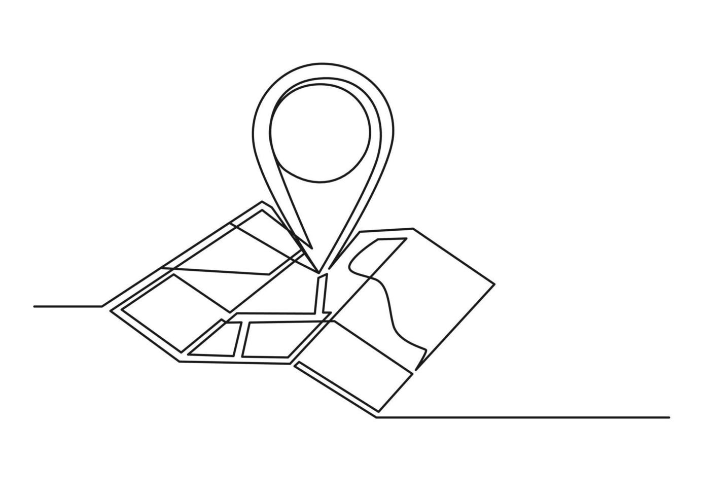 dessin continu d'une ligne d'un point de la carte vecteur