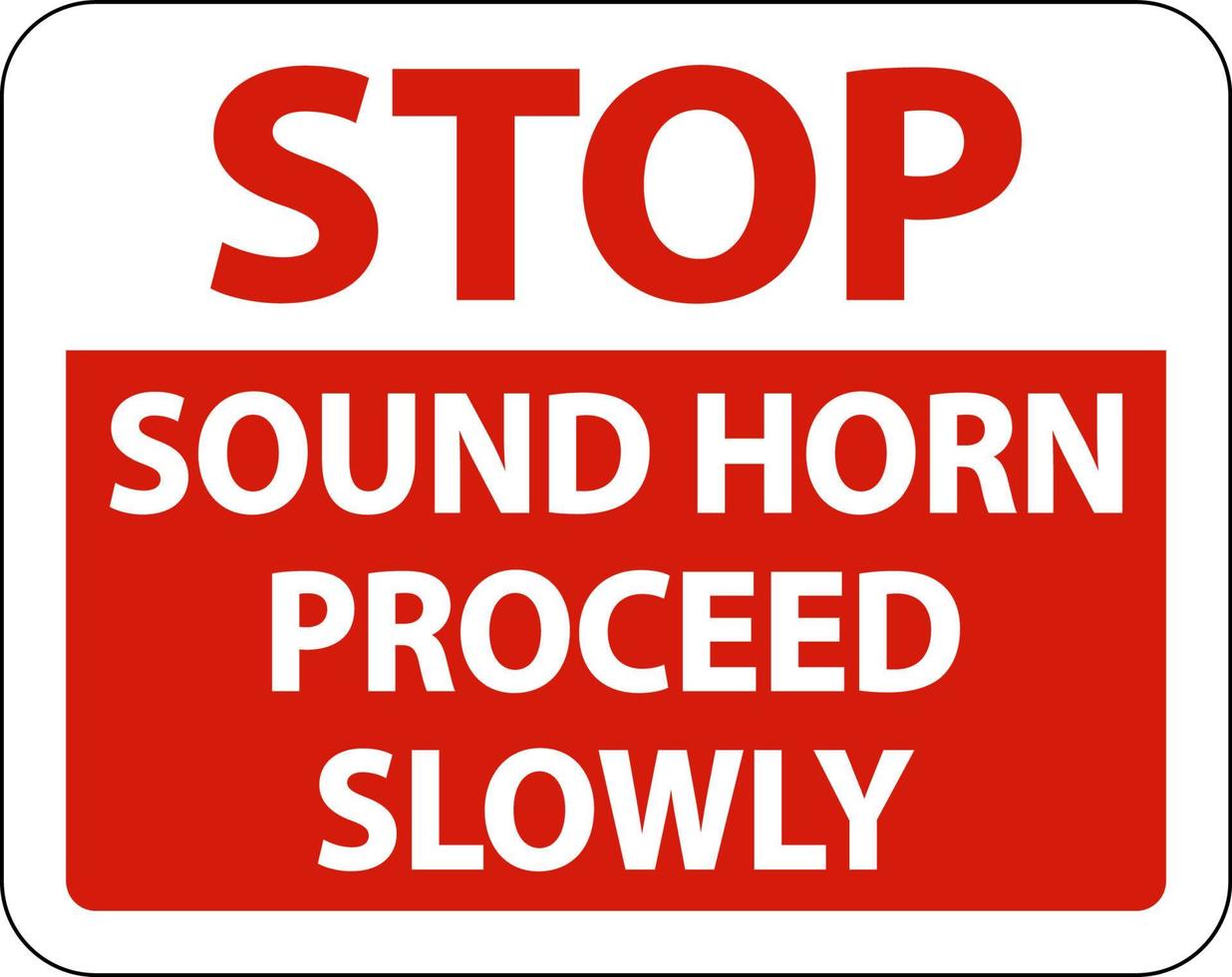 arrêter le son de l'avertisseur sonore procéder lentement signe sur fond blanc vecteur