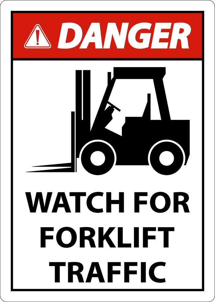 Danger 2-way watch for chariot élévateur panneau de signalisation sur fond blanc vecteur