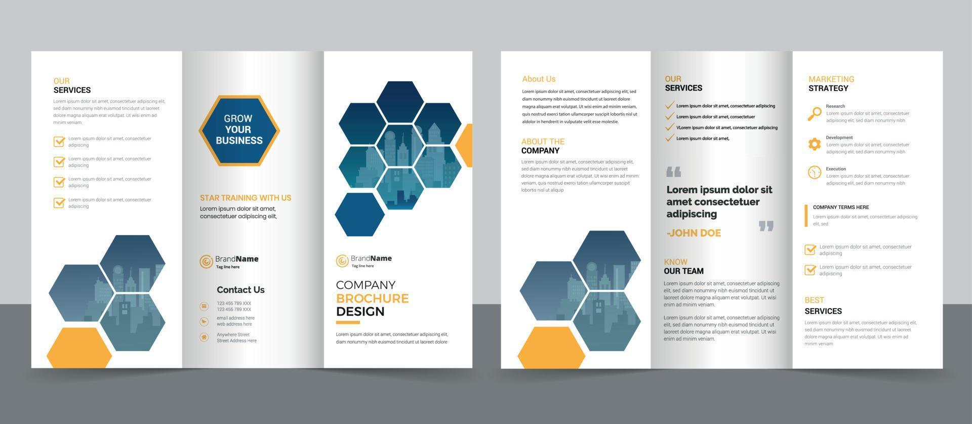 modèle de conception de brochure à trois volets pour votre entreprise, votre entreprise, votre entreprise, votre publicité, votre marketing, votre agence et votre activité Internet. vecteur