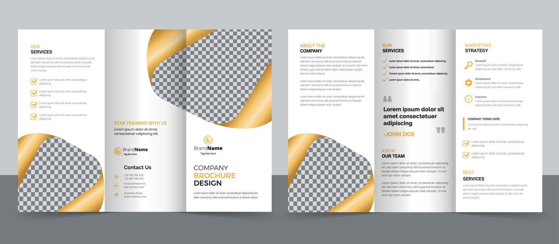 modèle de conception de brochure à trois volets pour votre entreprise, votre entreprise, votre entreprise, votre publicité, votre marketing, votre agence et votre activité Internet. vecteur