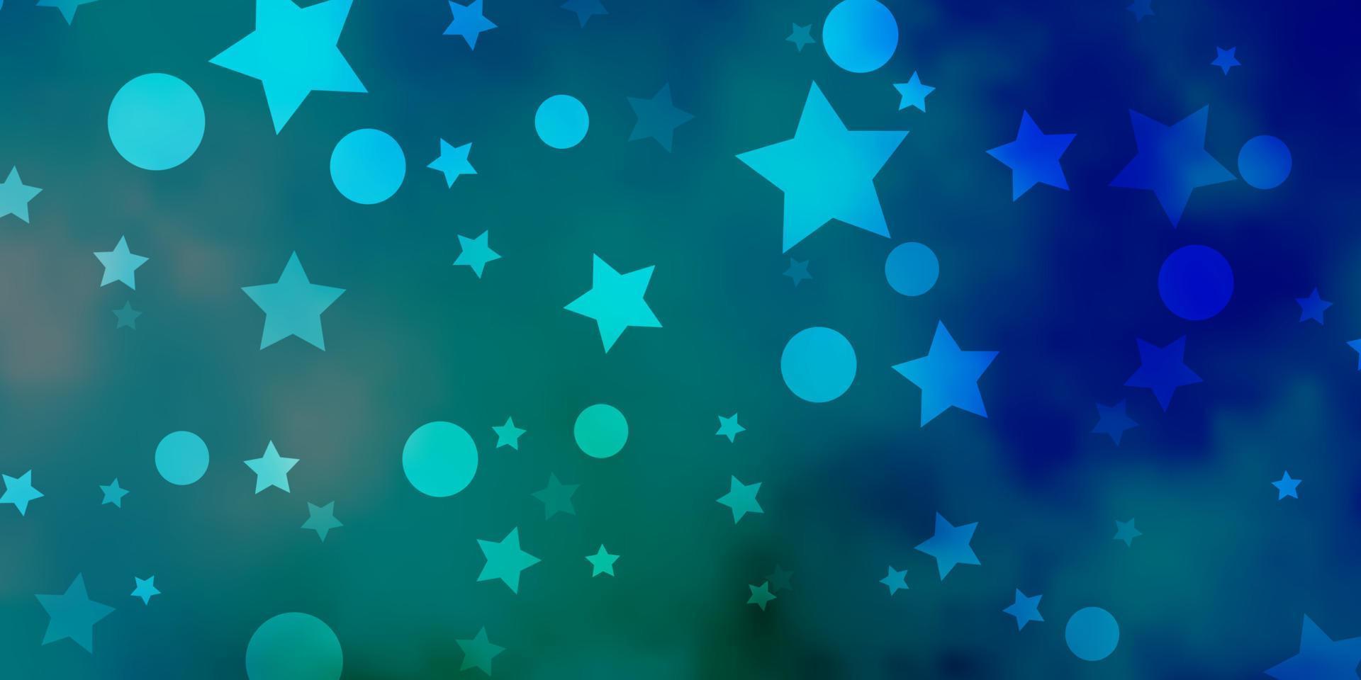 toile de fond de vecteur bleu clair, vert avec des cercles, des étoiles.