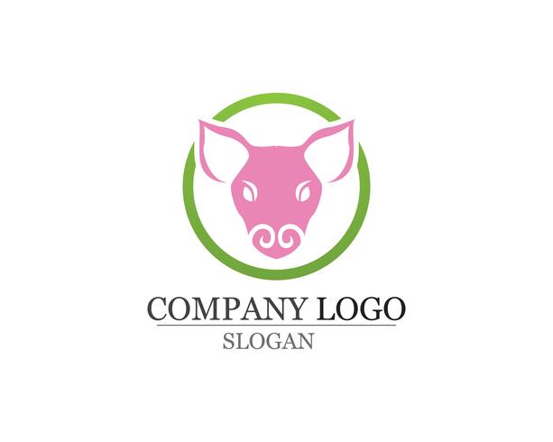 Modèle de vecteur de conception tête de cochon Logo. Porc BBQ Grill Restaurant Logotype icône de style d&#39;espace négatif