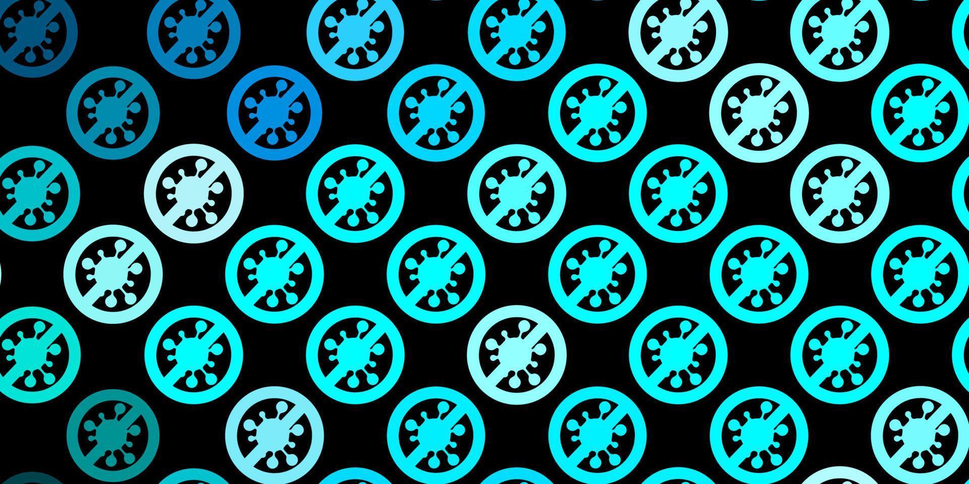 toile de fond de vecteur bleu foncé avec des symboles de virus.