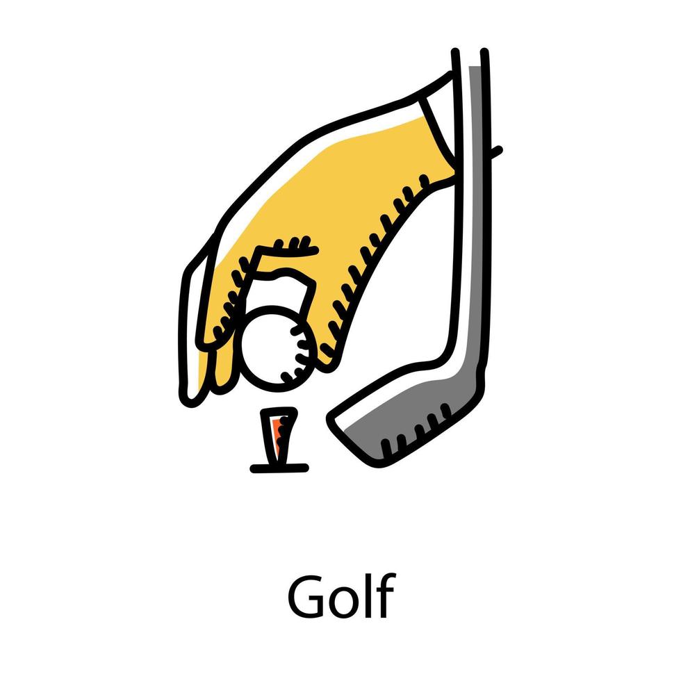 golf dans l'icône de style doodle, vecteur modifiable