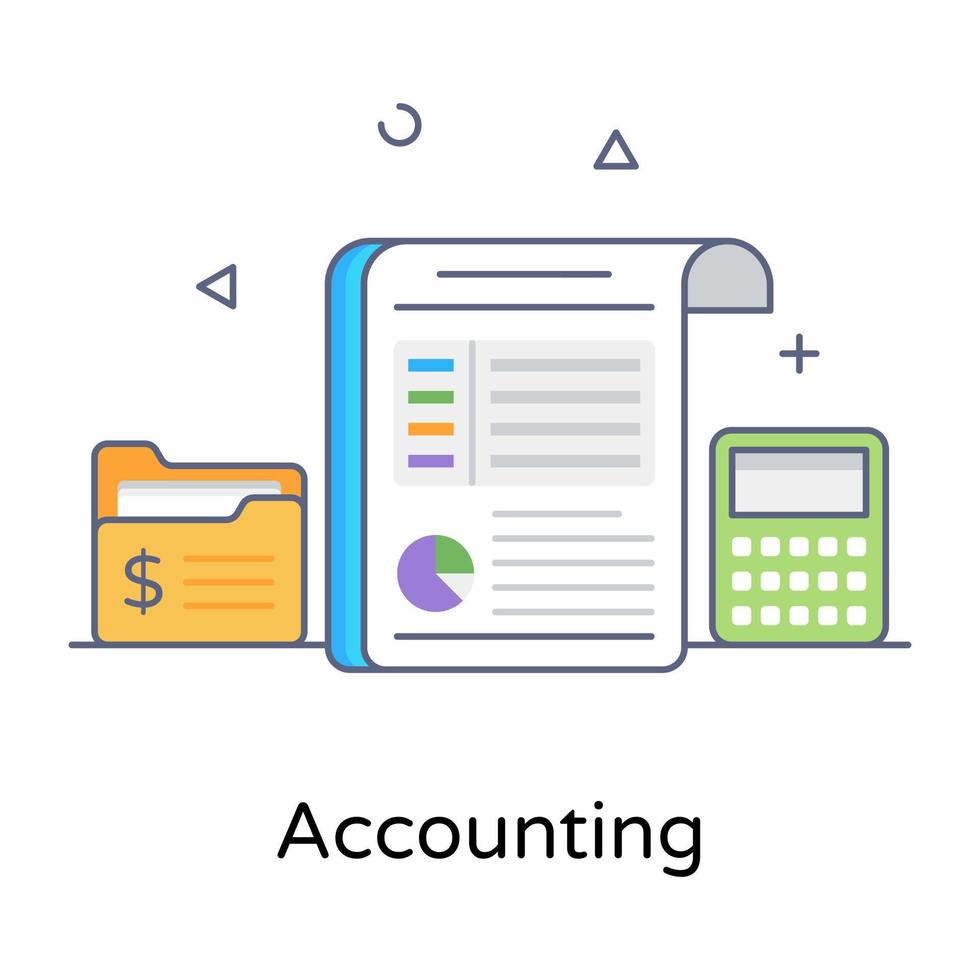 document d'entreprise avec cruncher nombre, icône comptable vecteur