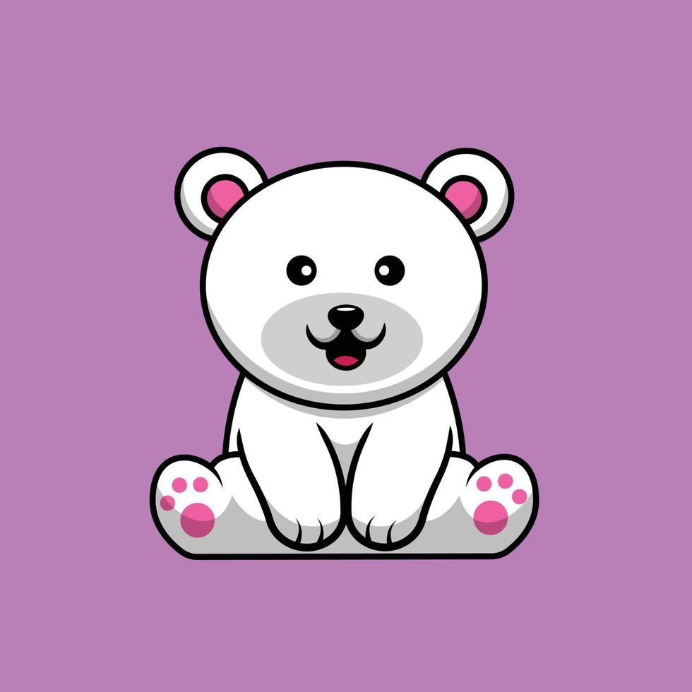 ours polaire mignon assis illustration d'icône de vecteur de dessin animé. concept d'icône animale isolé vecteur premium. style de dessin animé plat