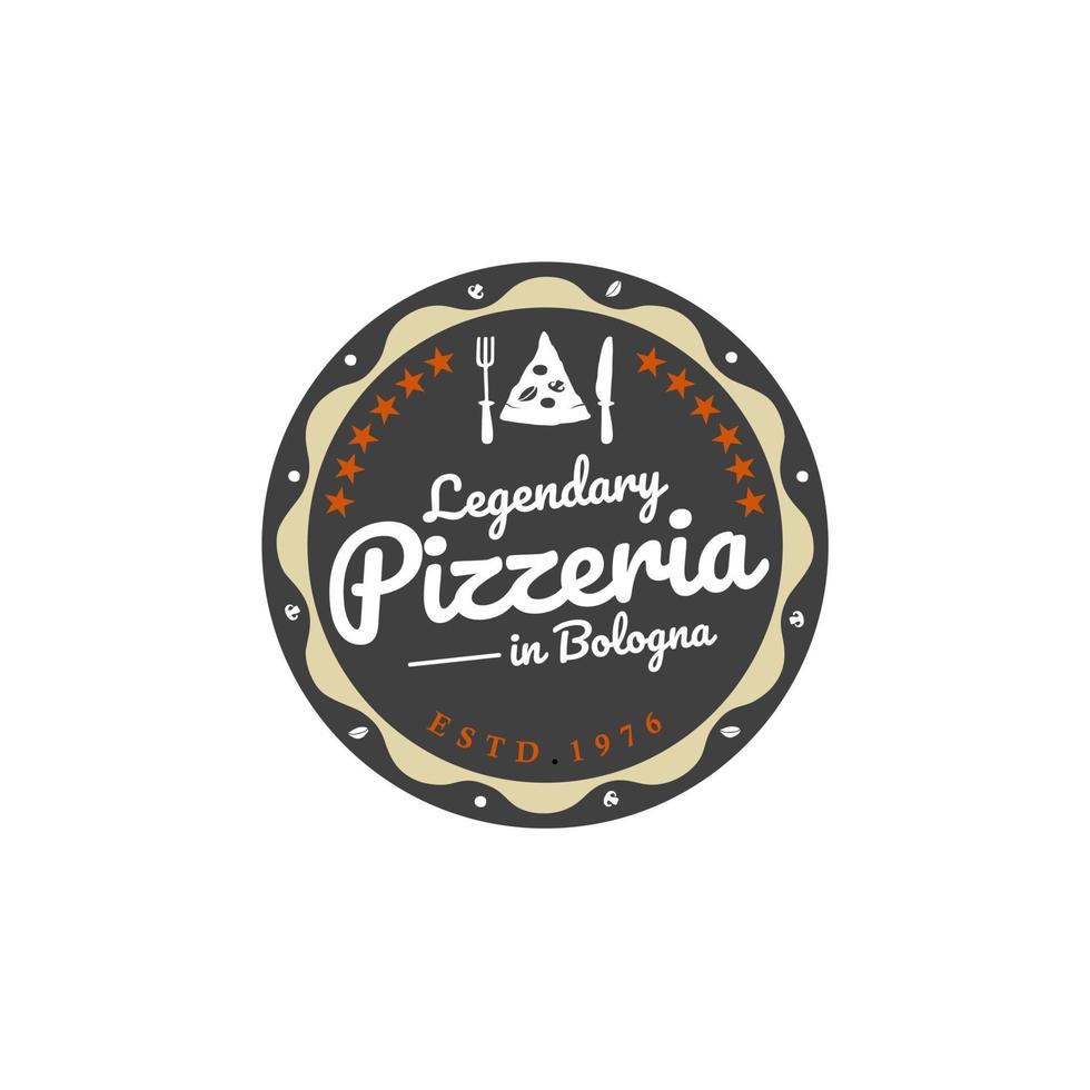 création de logo d'insigne d'emblème d'étiquette de restaurant de pizza pizzeria rétro vintage vecteur