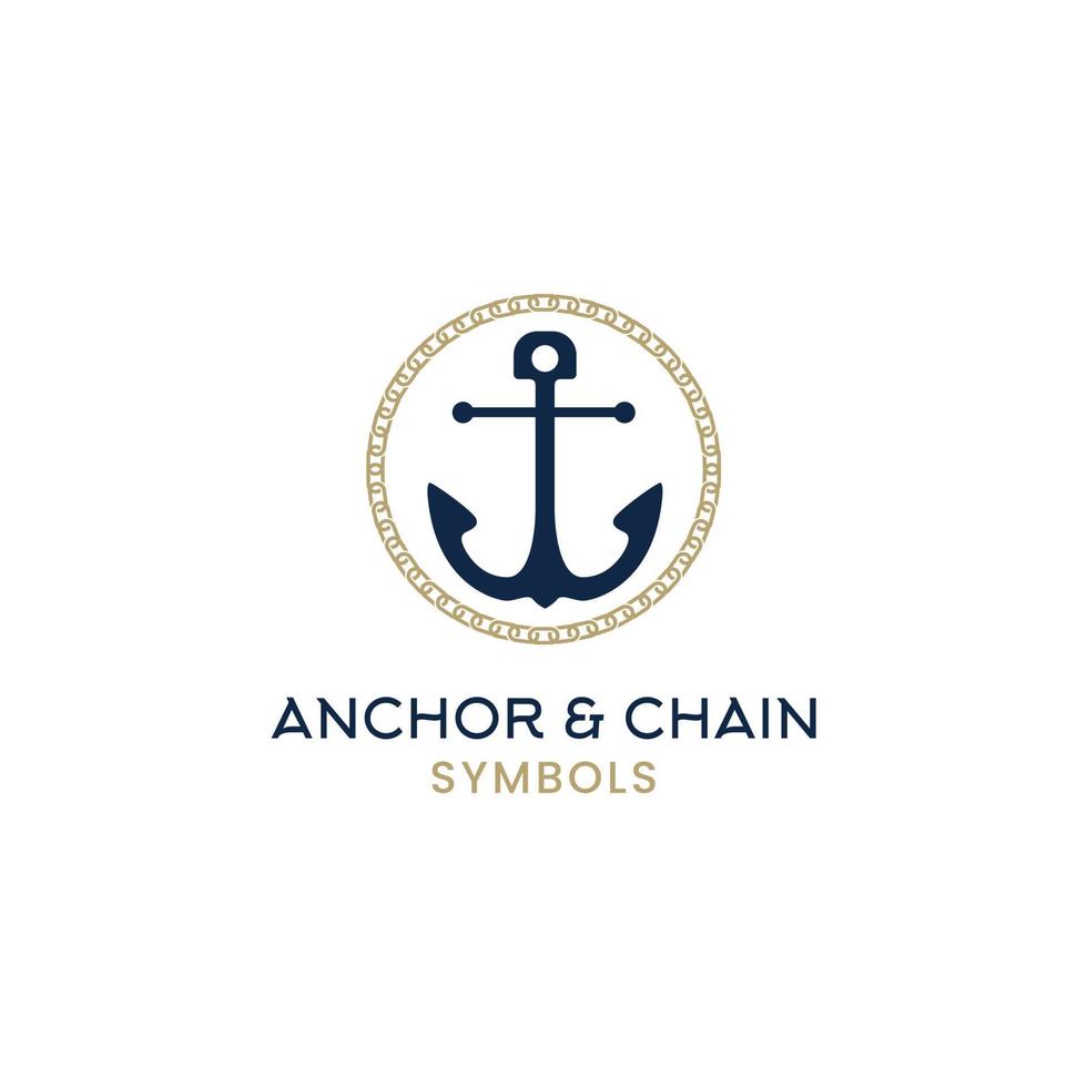 logo circulaire d'ancre et de chaîne pour l'inspiration du design du port, de la marine et de la croisière vecteur