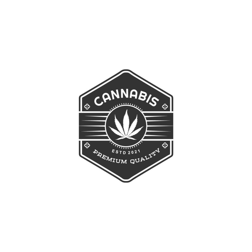 cannabis marijuana chanvre logo étiquette hexagone design inspiration vecteur