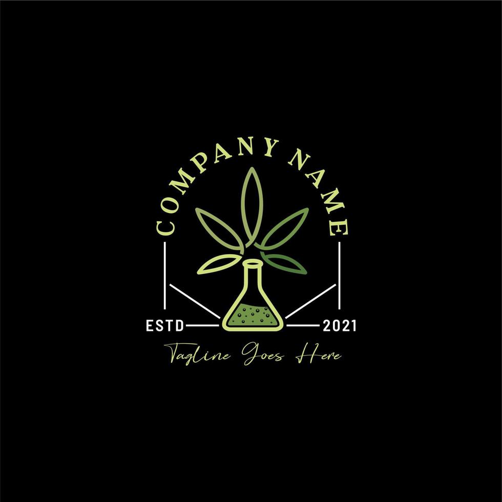 marijuana cannabis feuille chanvre cbd laboratoire verre logo vecteur