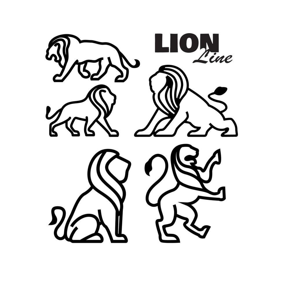dessin au trait lion leo logo collection set vector