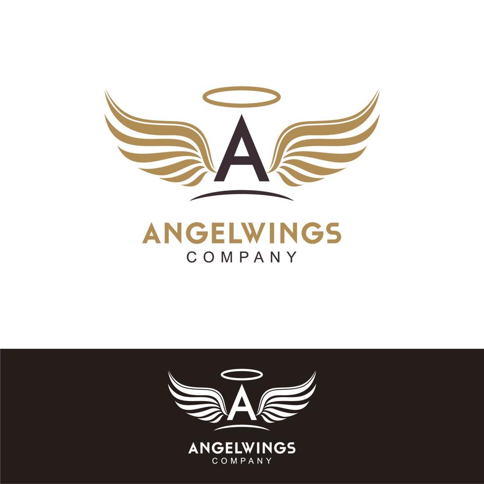 lettre initiale a et inspiration de conception de logo d'ailes d'ange vecteur