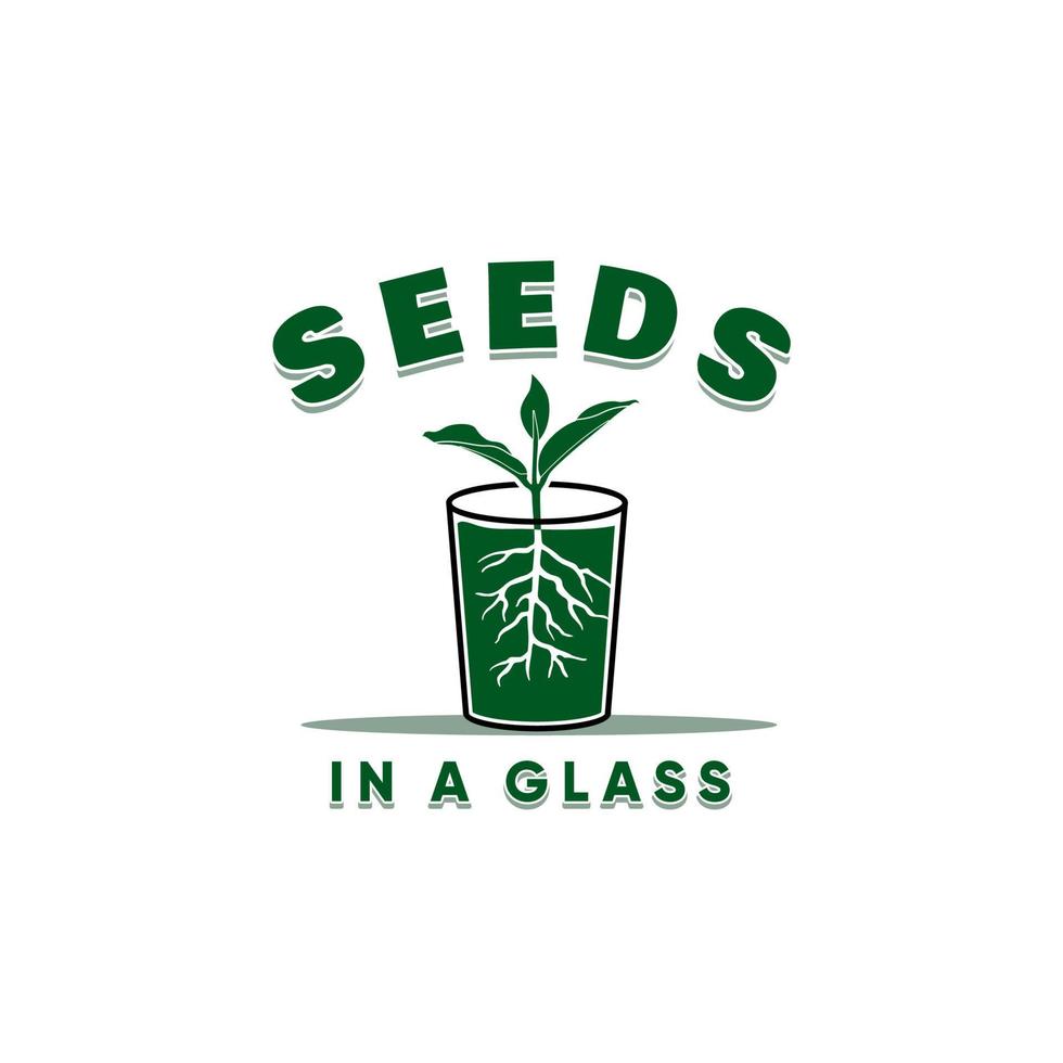 culture de graines dans une conception de logo de ferme de jardin de plantes de fleurs en verre vecteur