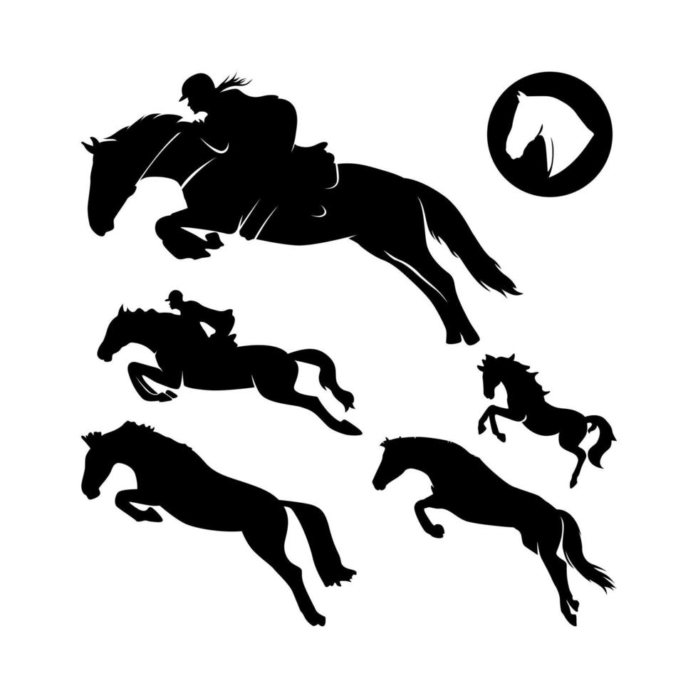 silhouette équine de cheval de saut, inspiration de conception vectorielle de collection de chevaux de course vecteur