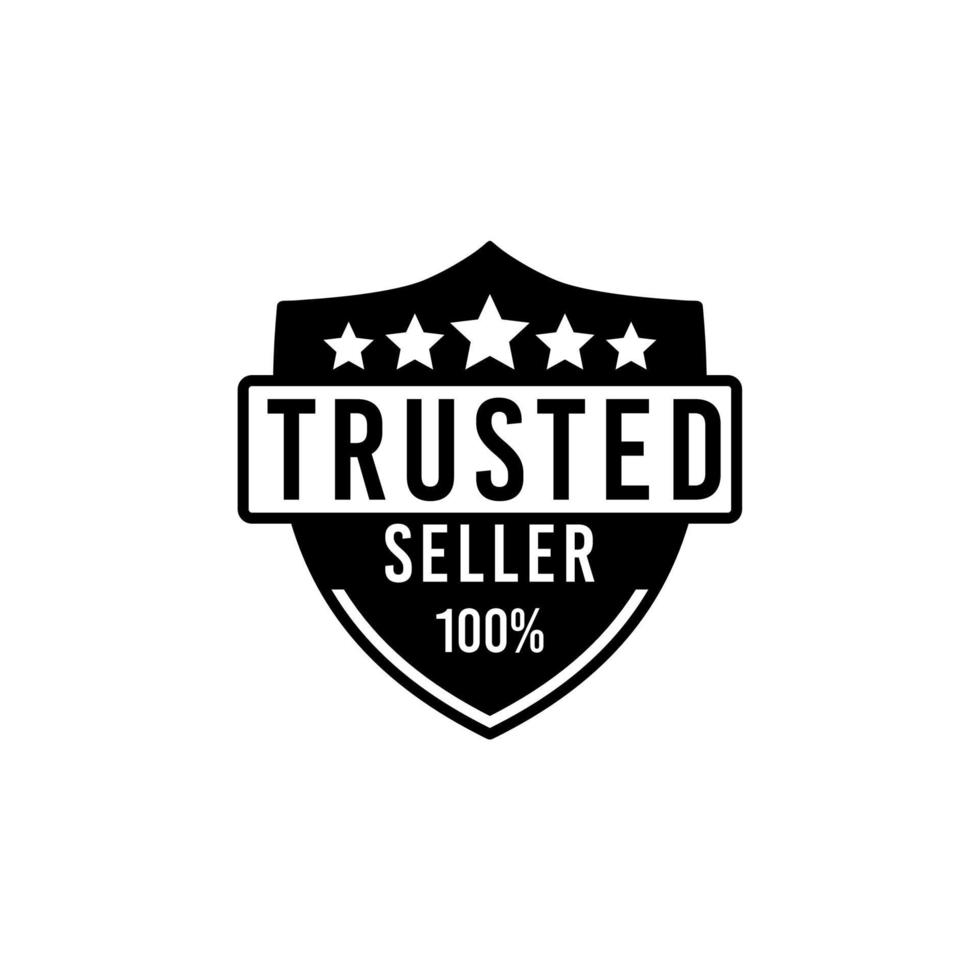 création de logo de timbre de vendeur de confiance vecteur
