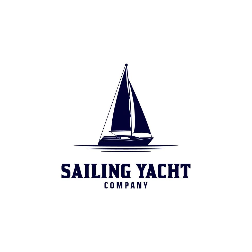 inspiration de conception de logo de silhouette de yacht à voile simple vecteur