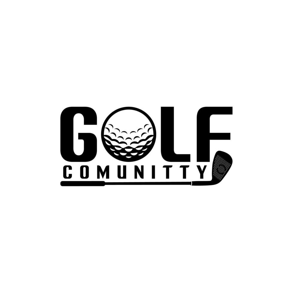 logo communautaire de golf simple avec balle et bâton vecteur