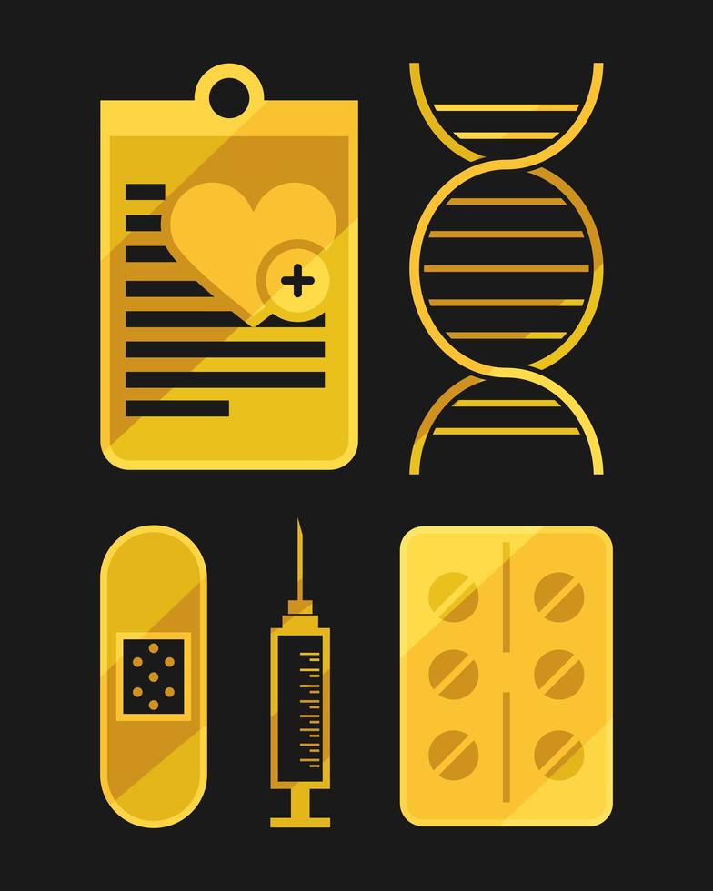 définir des icônes médecine dorée vecteur