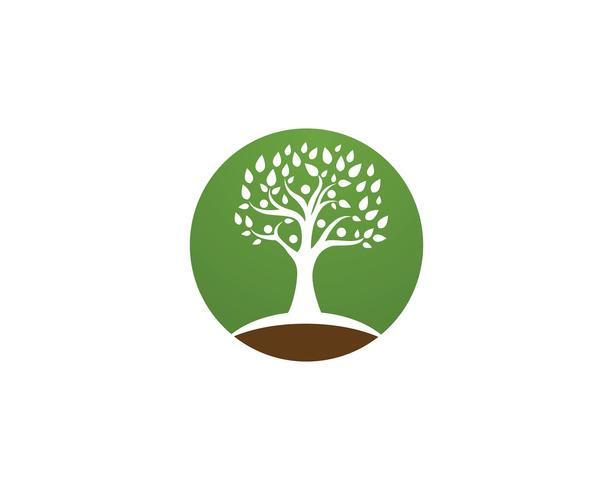 Modèle de logo vectoriel arbre personnes identité verte