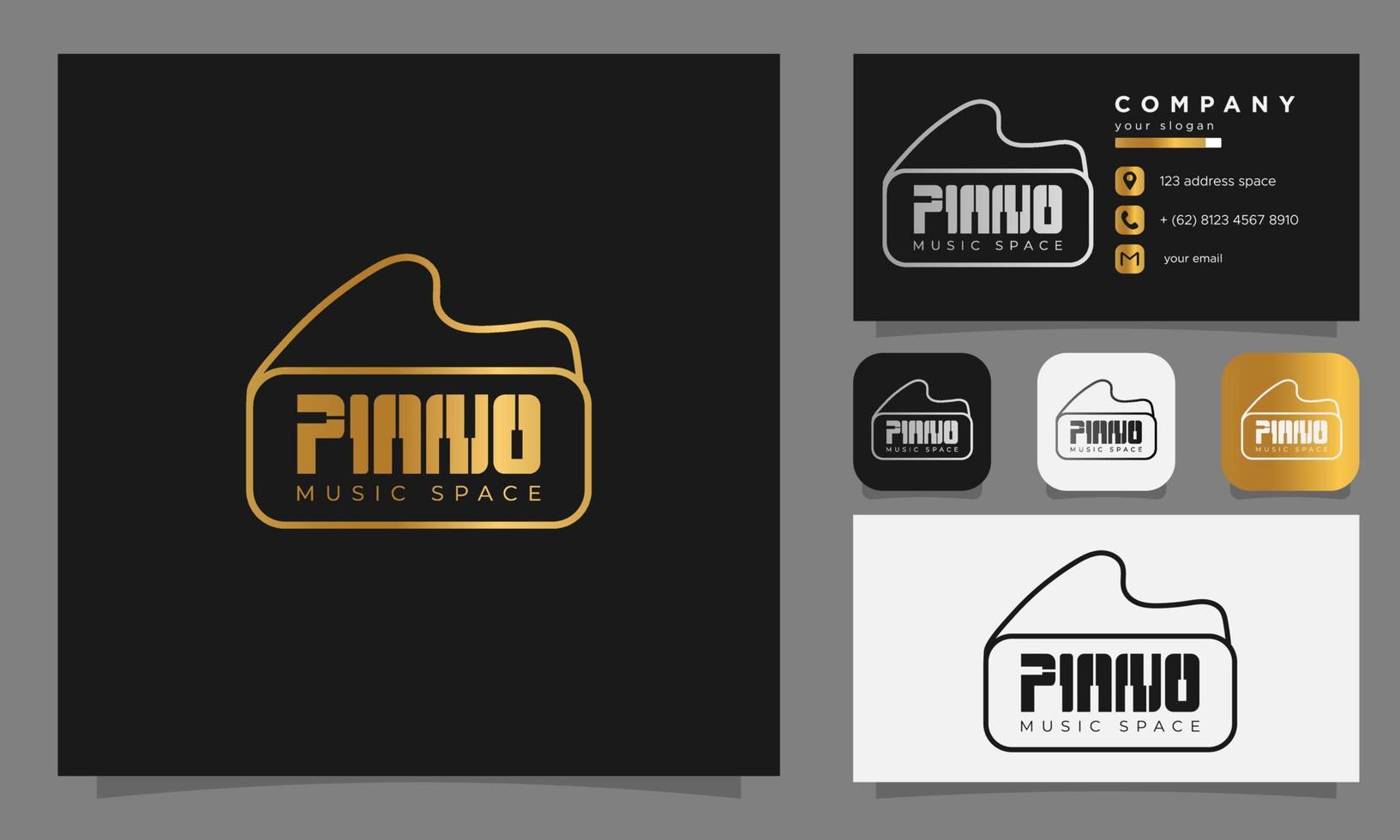 logo de piano, logo d'espace musical, studio de piano vecteur