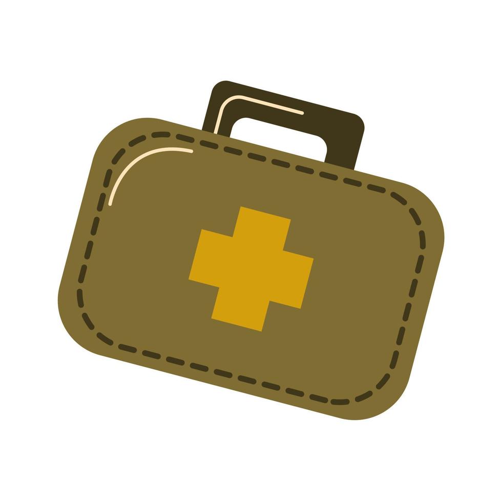 trousse de secours compacte pour les voyages et l'aventure. étui de camouflage avec icône de médicament. illustration de vecteur plat isolé sur fond blanc