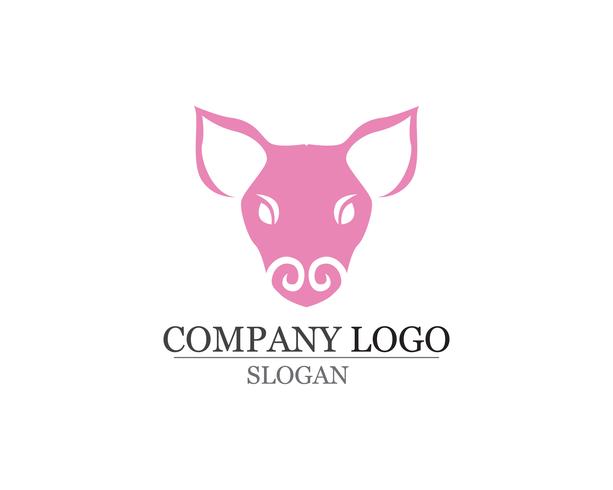 Modèle de vecteur de conception tête de cochon Logo. Porc BBQ Grill Restaurant Logotype icône de style d&#39;espace négatif