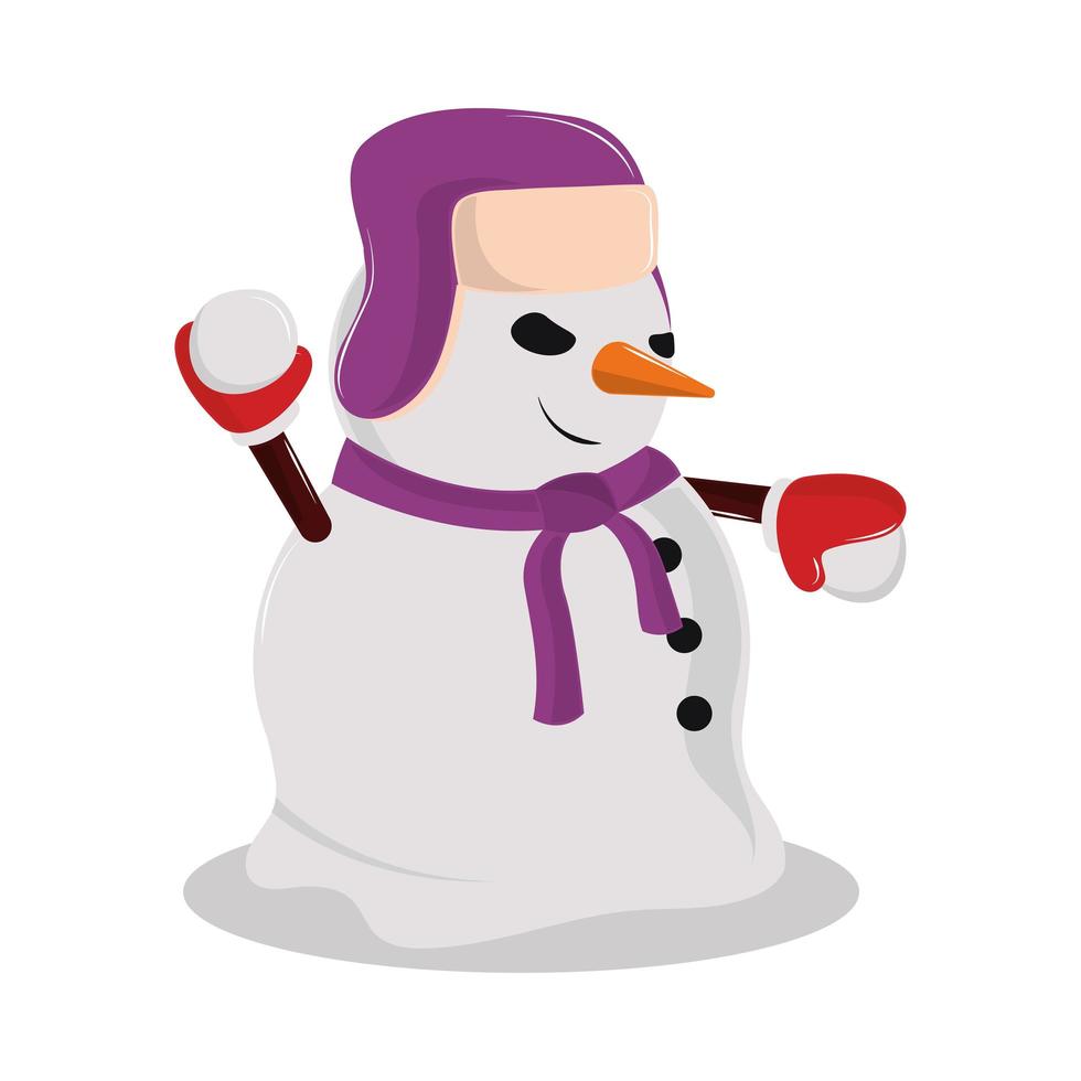 bonhomme de neige jouant avec la neige vecteur