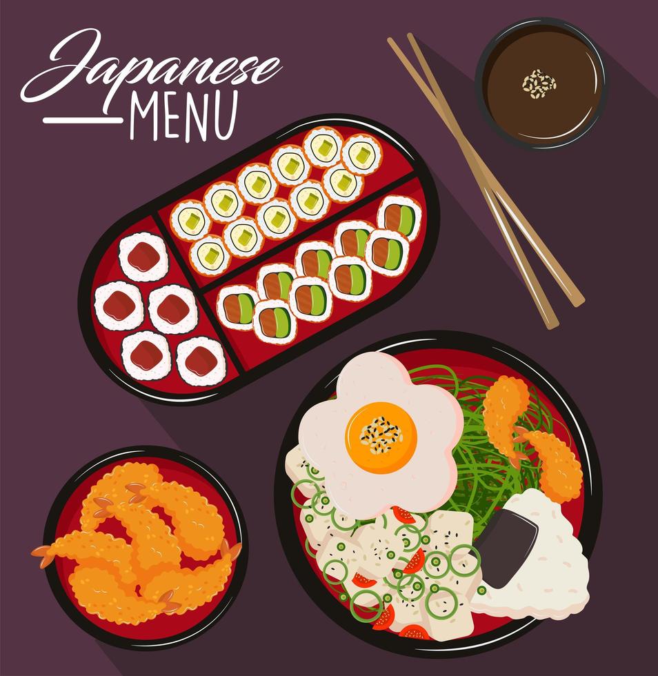 restaurant à la carte japonaise vecteur