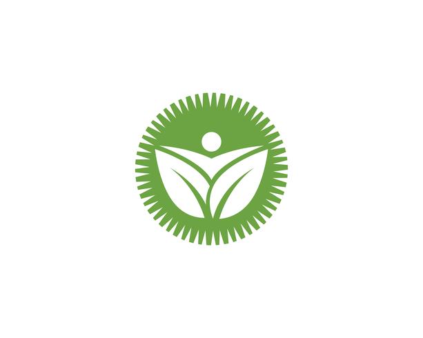 Modèle de logo vectoriel feuille verte personnes identité carte