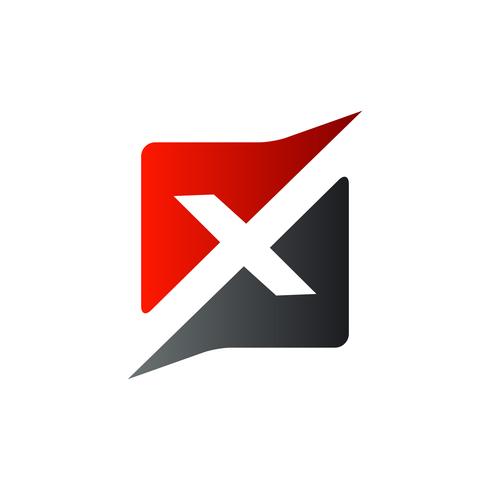 lettre x modèle de concept de conception de logo carré vecteur